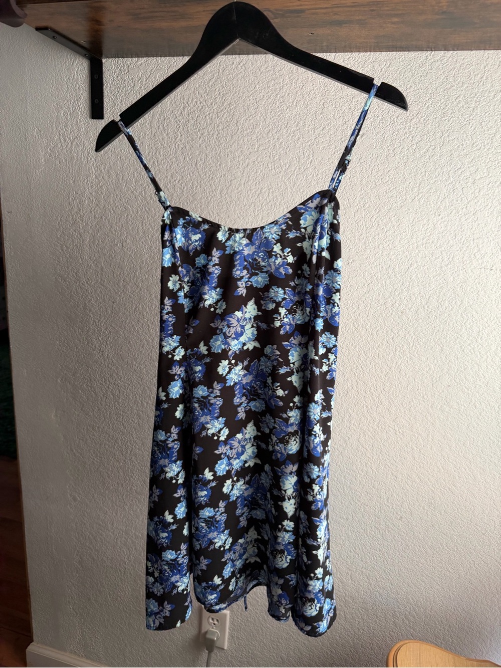 Mudd Black with Blue Floral Print Mini Slip Dress